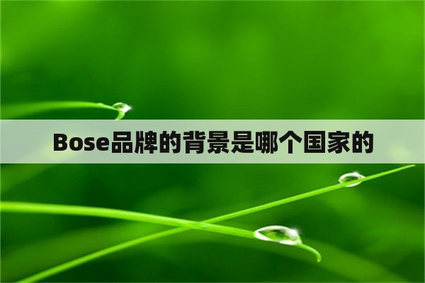Bose品牌的背景是哪个国家的