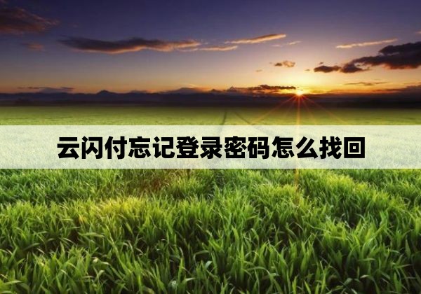 云闪付忘记登录密码怎么找回